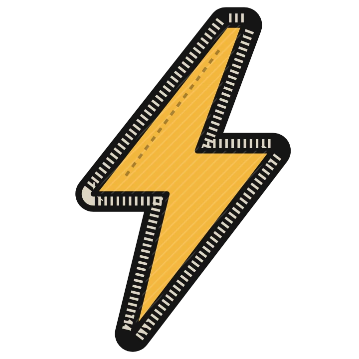 Lightning bolt embroidered patch with a custom die-cut shape