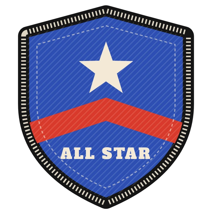 Shield-shaped team crest embroidered patch with a star